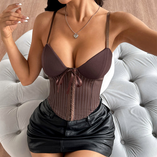 Chi Waist-cinching Sexy Tank Top With Built-in Chest Pads
