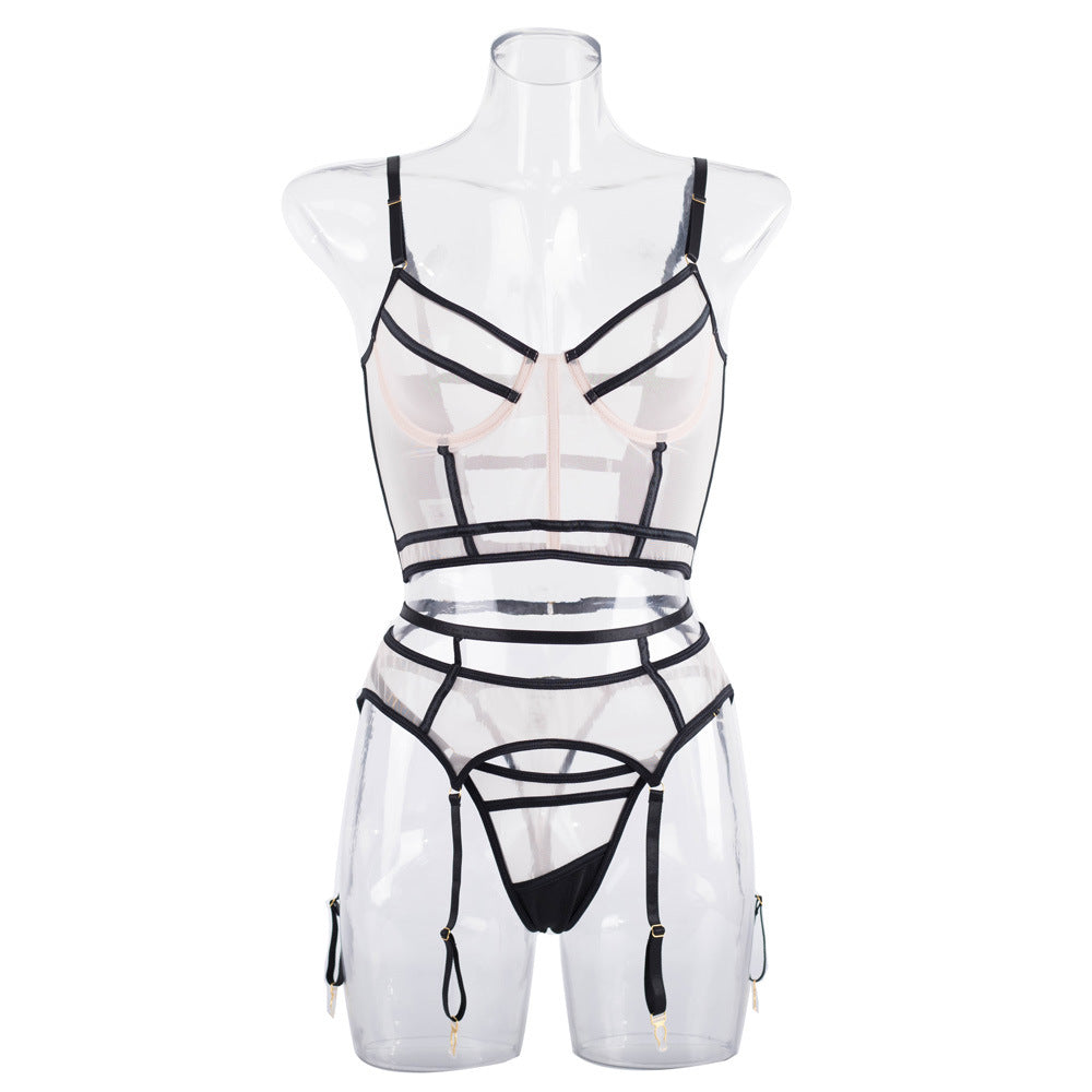 Women's Fashion Black Bikini Three-piece Suit