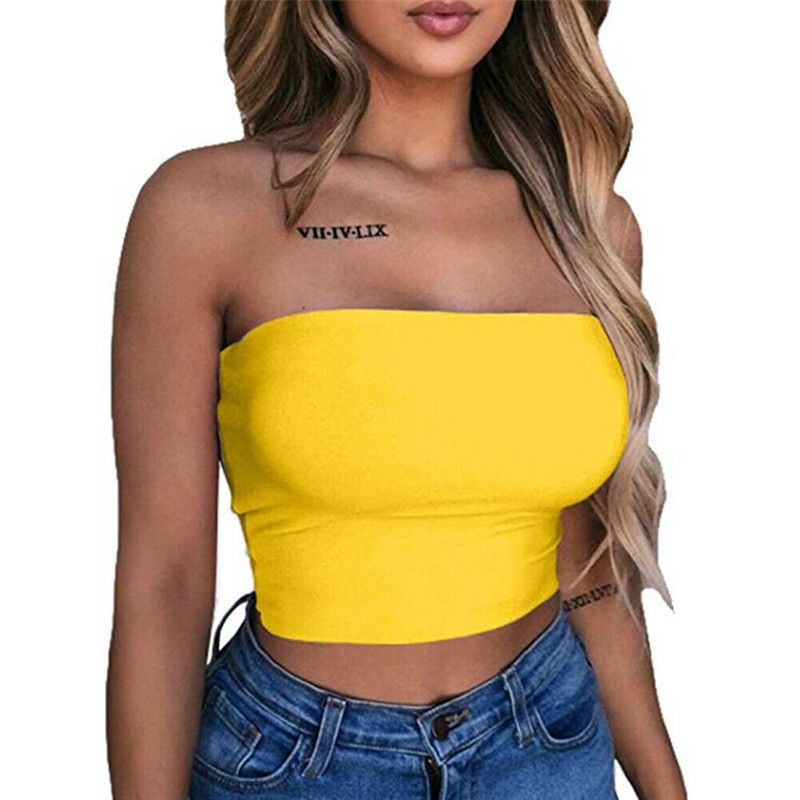 New Women Sexy Off Shoulder Strapless Casual Tank Vest