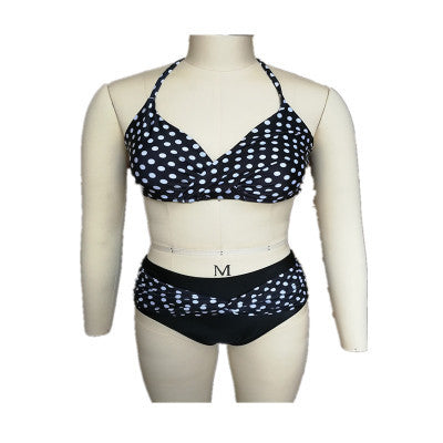 Black and white wave dot cross bikini
