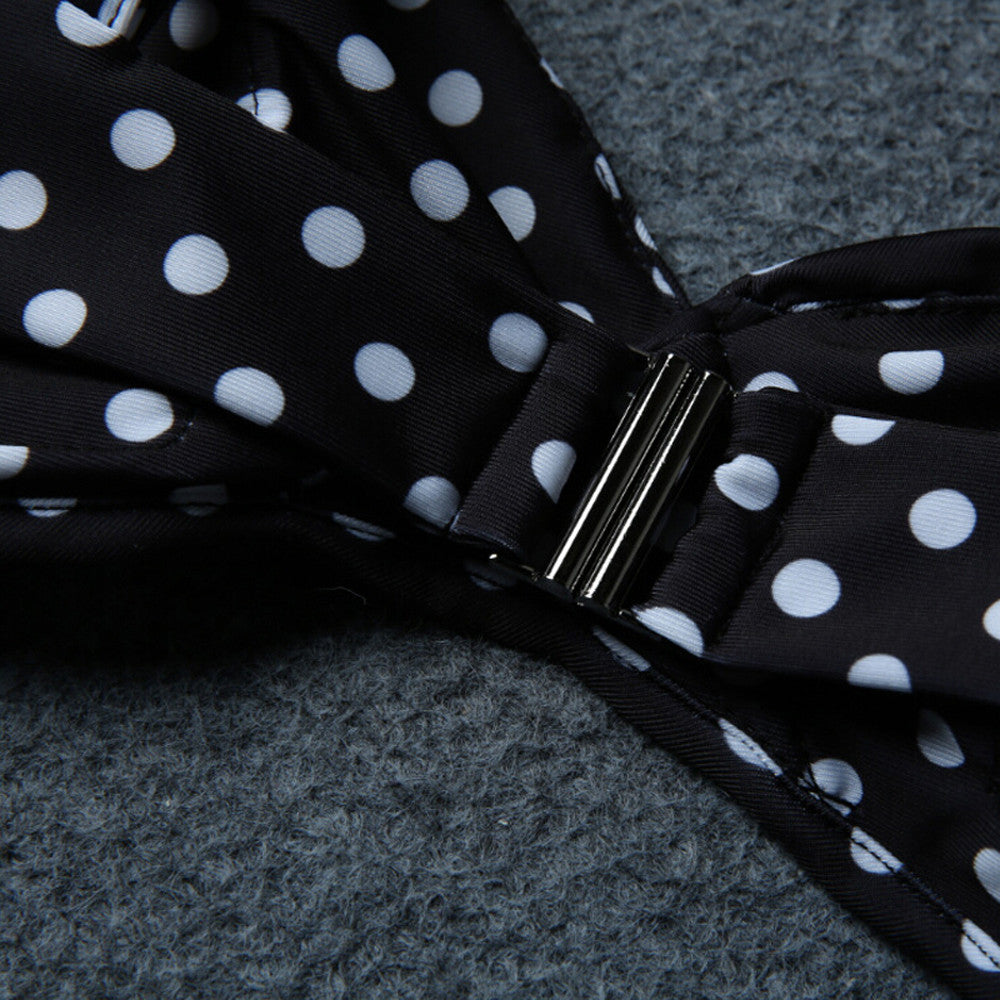 Black and white wave dot cross bikini