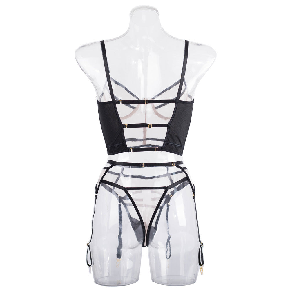 Women's Fashion Black Bikini Three-piece Suit