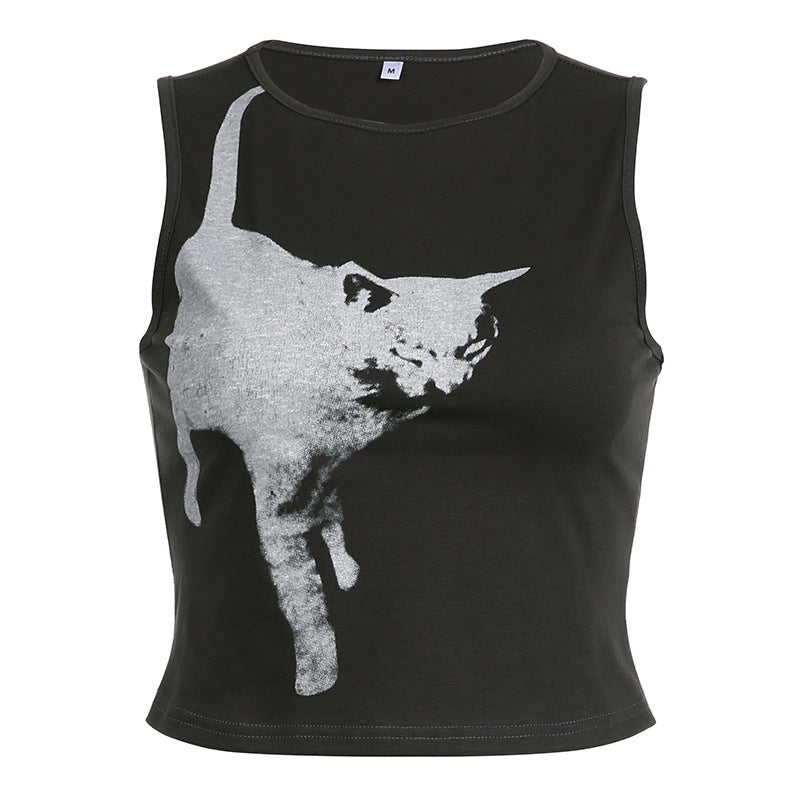 Printed Sleeveless Slim Fit Tank Top
