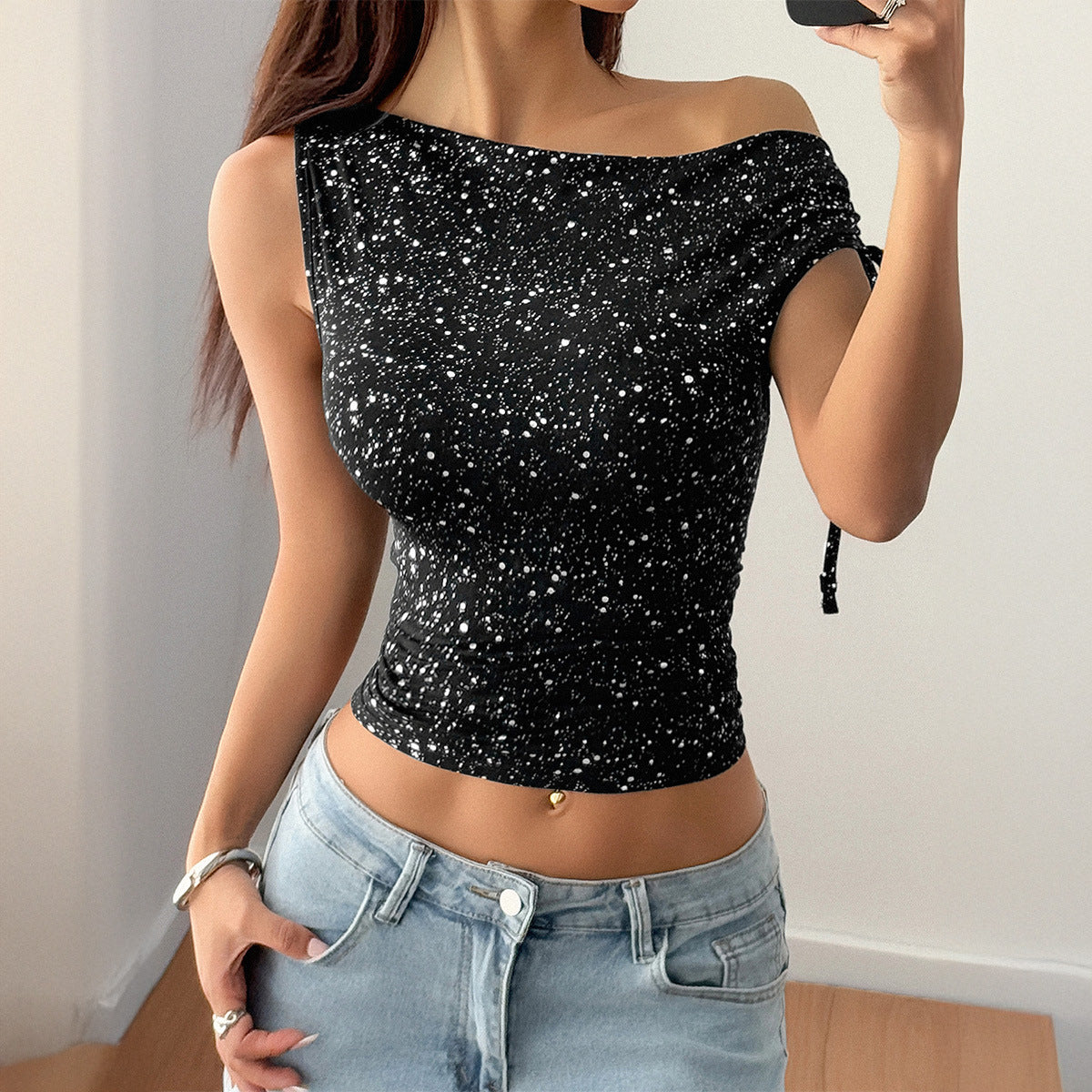 Spicy Girl Sexy Polka-Dot Sleeveless Tank Top Women's T-Shirt