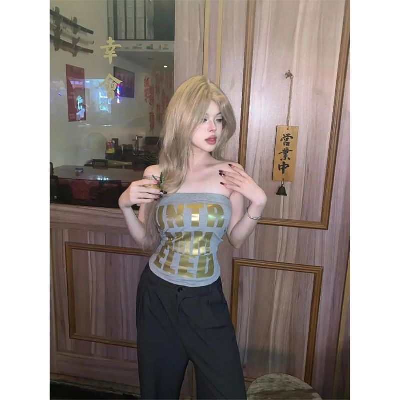American-style Sassy Letter-print Sleeveless Tank Top For Women