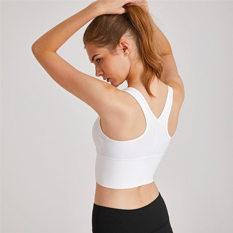 Street Pleated Sports Bra Plus Size Long Tank Top