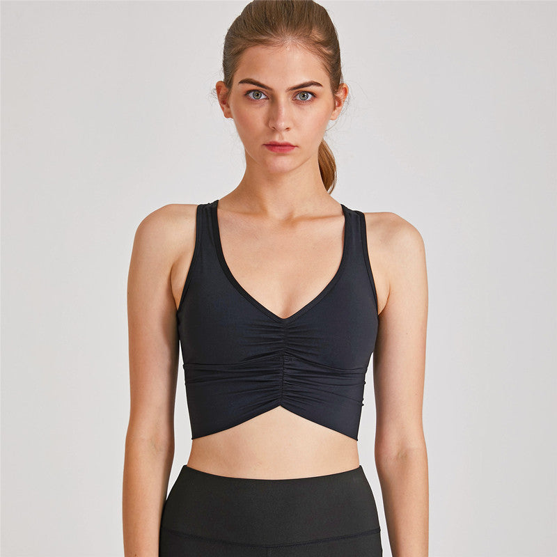 Street Pleated Sports Bra Plus Size Long Tank Top