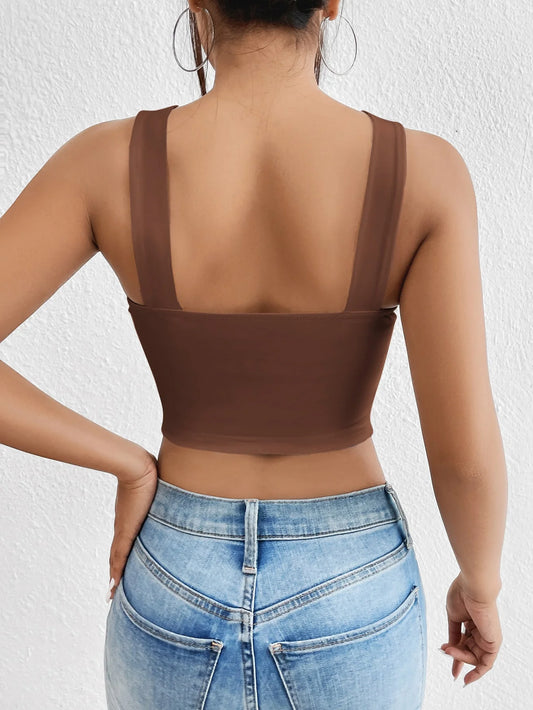 A new summer sexy halter top, a solid color slimming short halter top