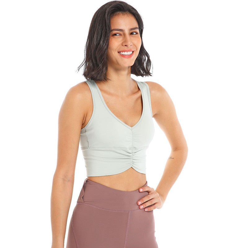 Street Pleated Sports Bra Plus Size Long Tank Top