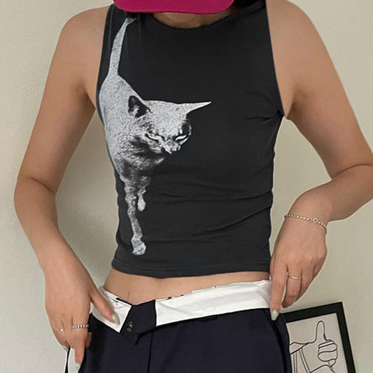 Printed Sleeveless Slim Fit Tank Top