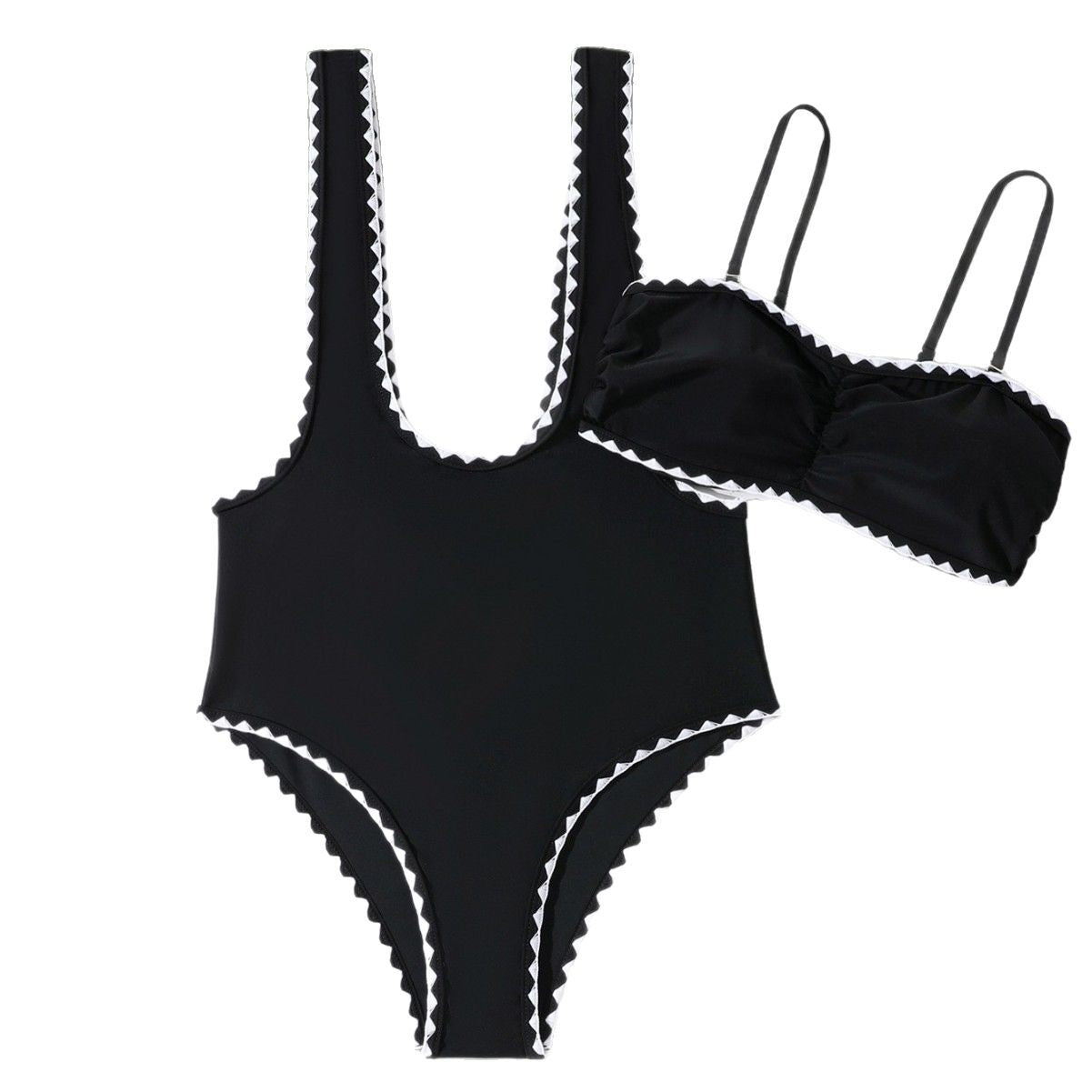 Women's Fashion Black Two-piece Bikini Swimsuit
