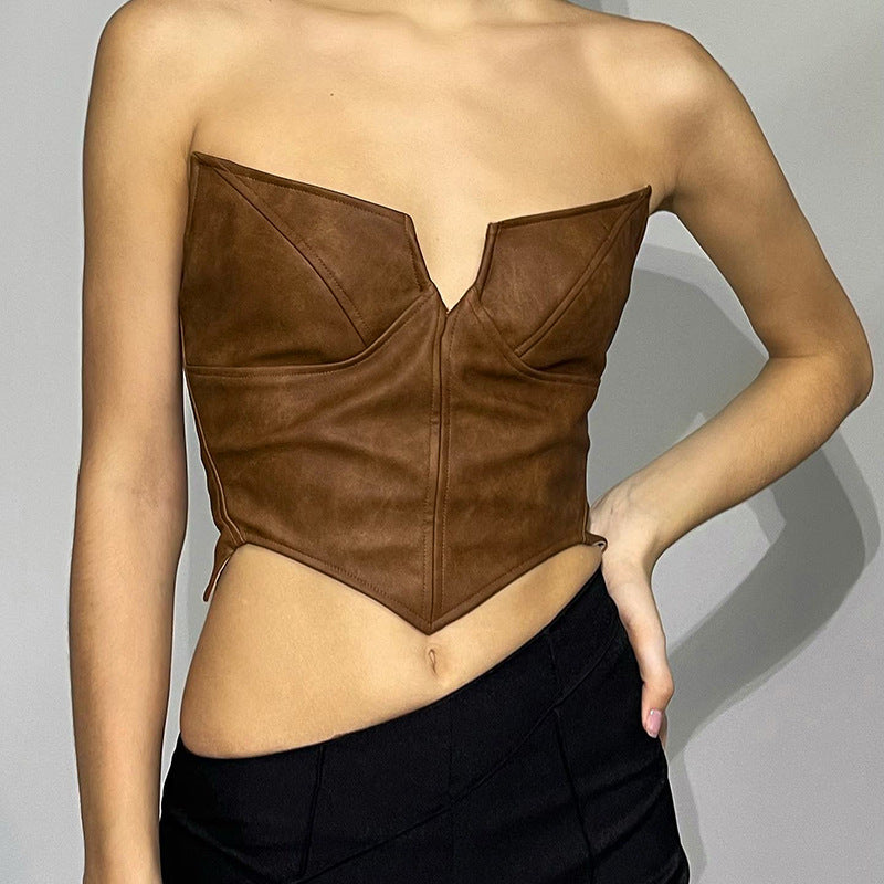 Solid Color One Shoulder Sleeveless Zipper Cardigan Casual Women's Tank Top