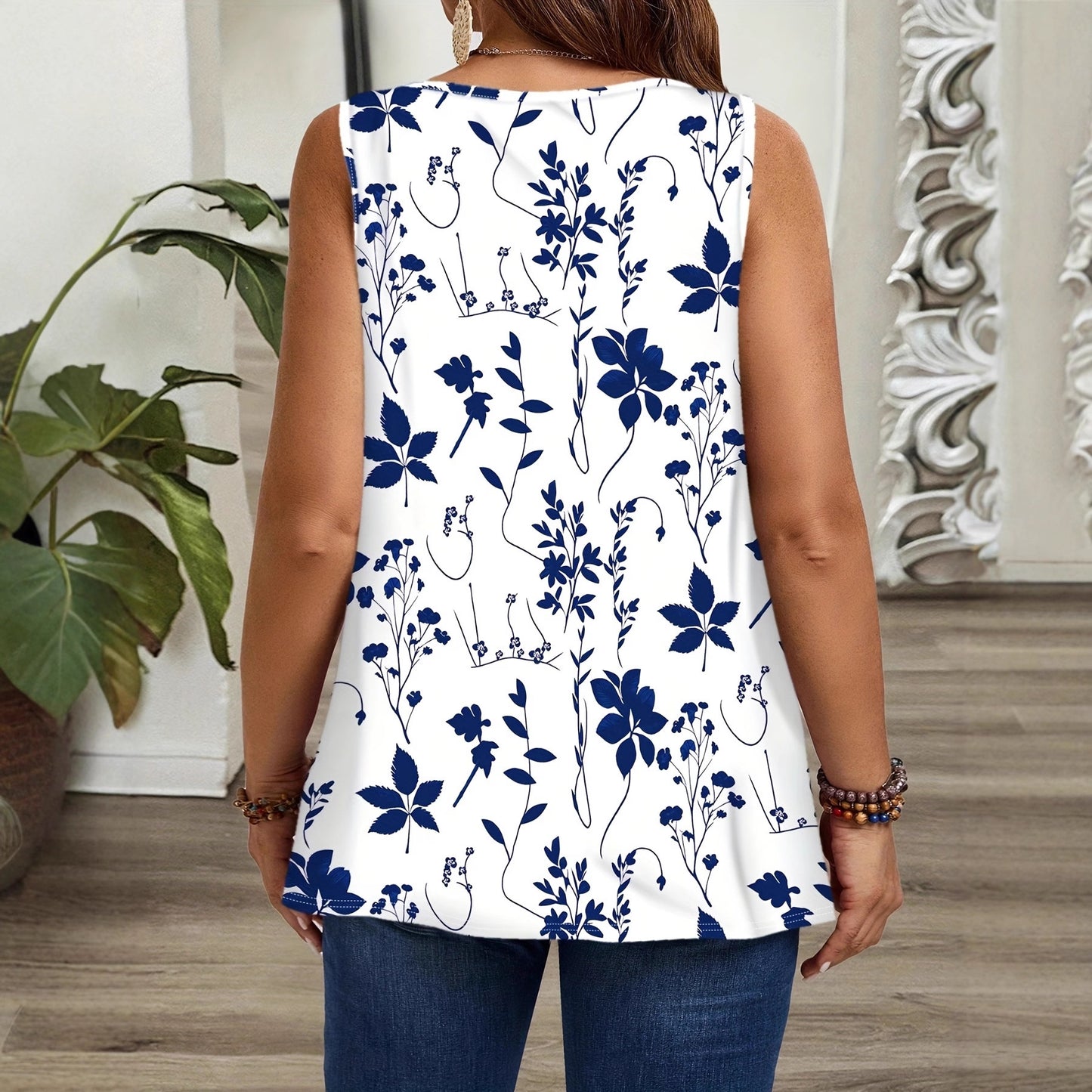 New Arrival Solid-color Printed Casual Plus-size Tank Top