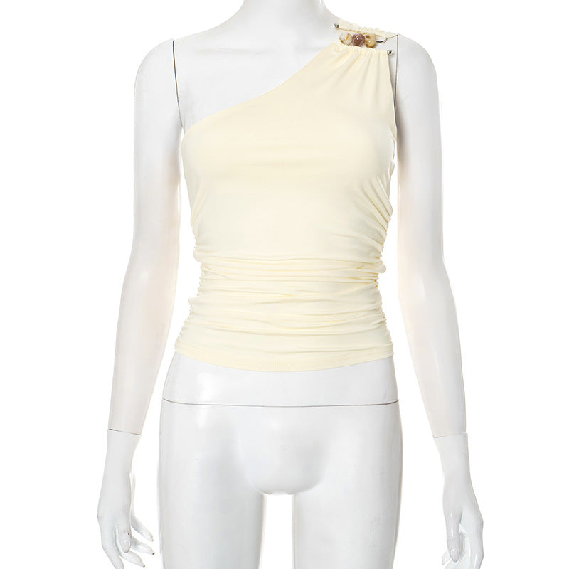 Women's One-shoulder Cropped Tank Top Top