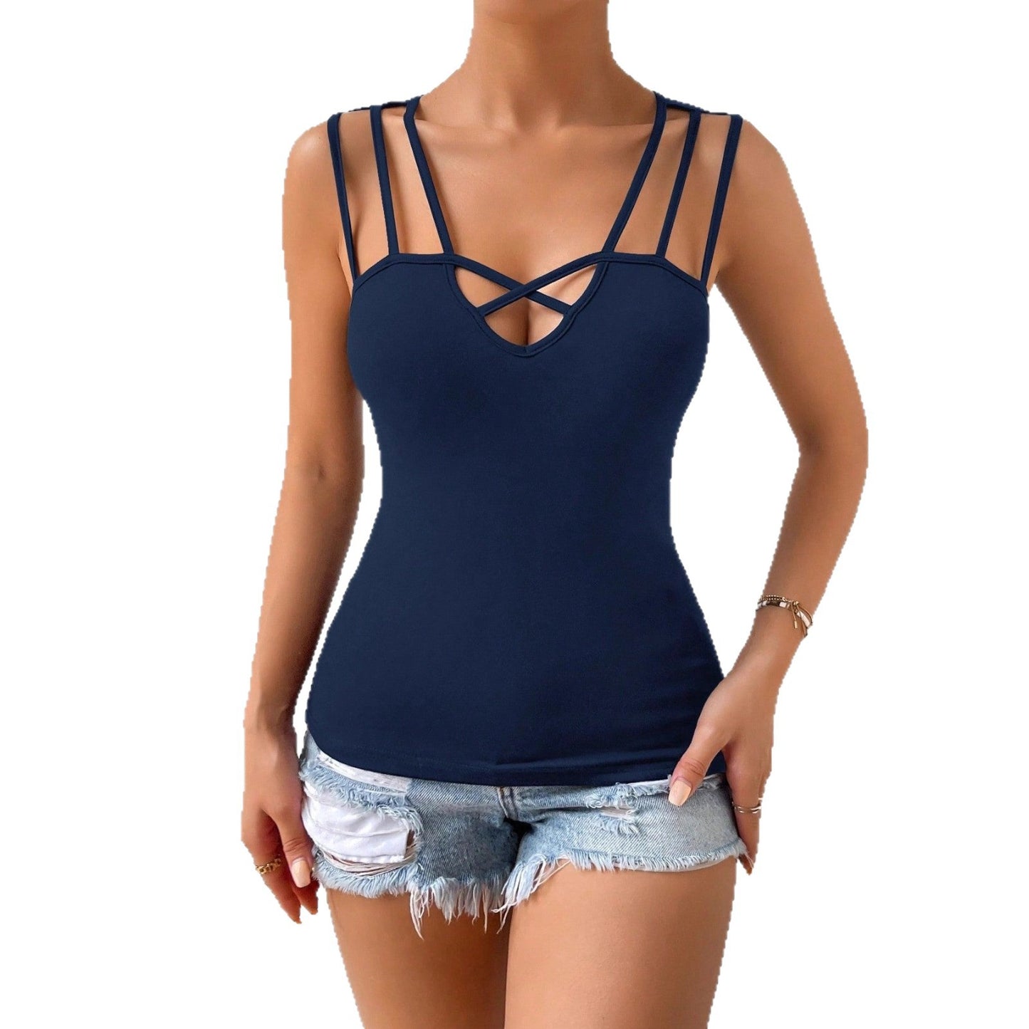 Womens Sexy Crisscross Tank Top With Straps