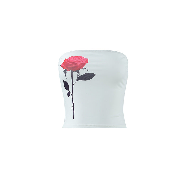 Chestbaring Midriffbaring Floralprint Tank Top